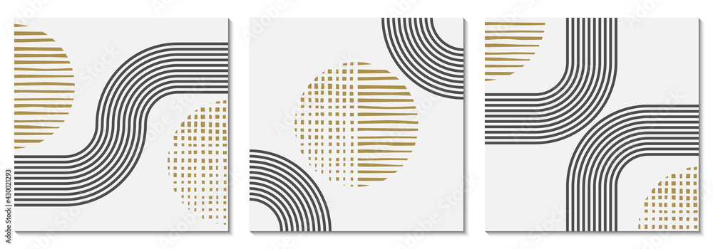 Aufkleber abstract square background set with geometric shapes. minimal design with circles and lines. social 