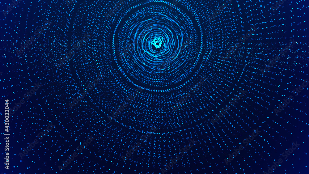 Poster 3d tunnel. optical illusion. digital technology. big data vizualization. analytical presentation. 3d