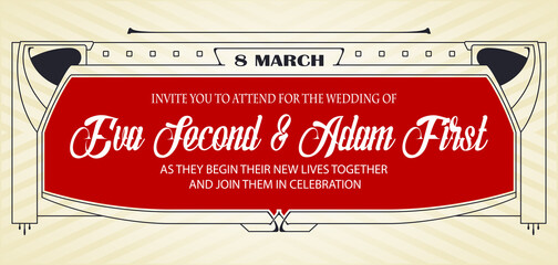 Wedding invitation. Decorative border. Frame in vintage style.