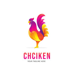 Colorful chicken Logo Design. Gradient Style Logo Animal