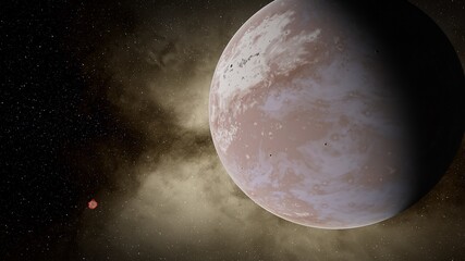 Naklejka premium earth-like planet in far space, planets background 3d render