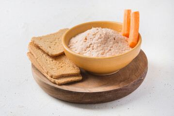 Smoked Salmon pate with toast bread and carrot