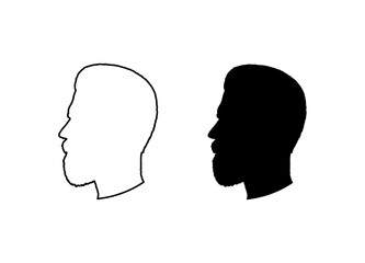 silhouette of a bearded man's head