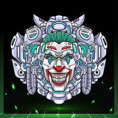 Joker head mecha mascot. esport logo design