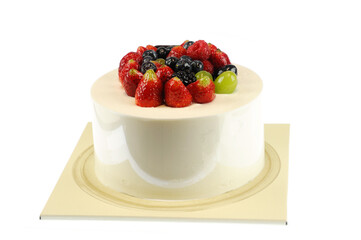 fresh cream cake with fruit on top