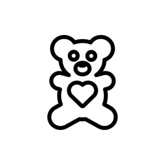 Cute smiling teddy bear icon. Teddy bear plush toy line art icon for apps and websites. Soft toy, Teddy bear line icon, outline vector sign, linear pictogram isolated on white. logo illustration
