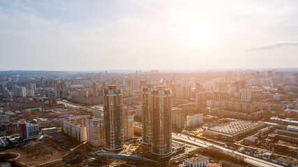 Fototapeta na wymiar Modern residential buildings in city center of Yekaterinburg
