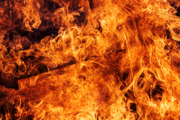 Background of bright dangerous fire. Incineration concept