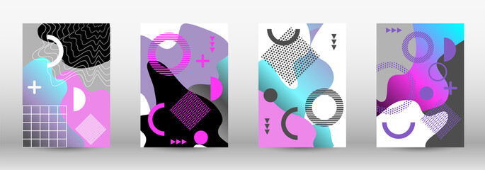 Modern memphis background set covers, great design for any purposes. Colorful trendy illustration. Colorful geometric background design. Creative vector banner illustration.