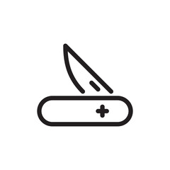 swiss army knife icon vector from travel concept. Thin line illustration of swiss army knife. swiss army knife. Multi knife line icon concept. Multi knife vector linear illustration, symbol, sign