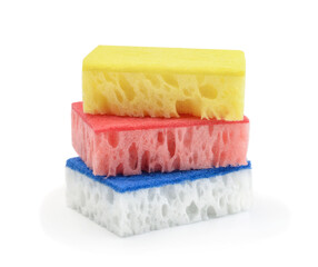 Sponges for dishes isolated on white.