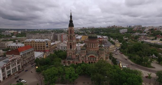 Cathedral of the Annunciation in Kharkov. High quality 4k footage
