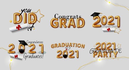 Inspiration and motivation graduation party quotes. Vector - obrazy, fototapety, plakaty
