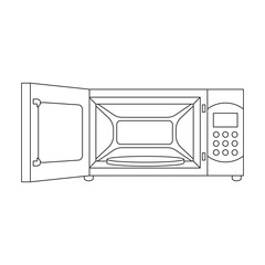 Microwave vector outline icon. Vector illustration oven kitchen on white background. Isolated outline illustration icon of microwave .