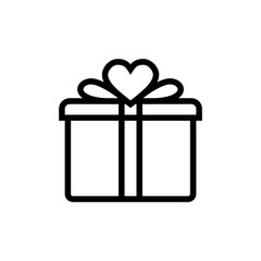 gift box with heart line icon, love and package, gift sign, vector graphics, a linear pattern on a white. gift box with heart sign icon