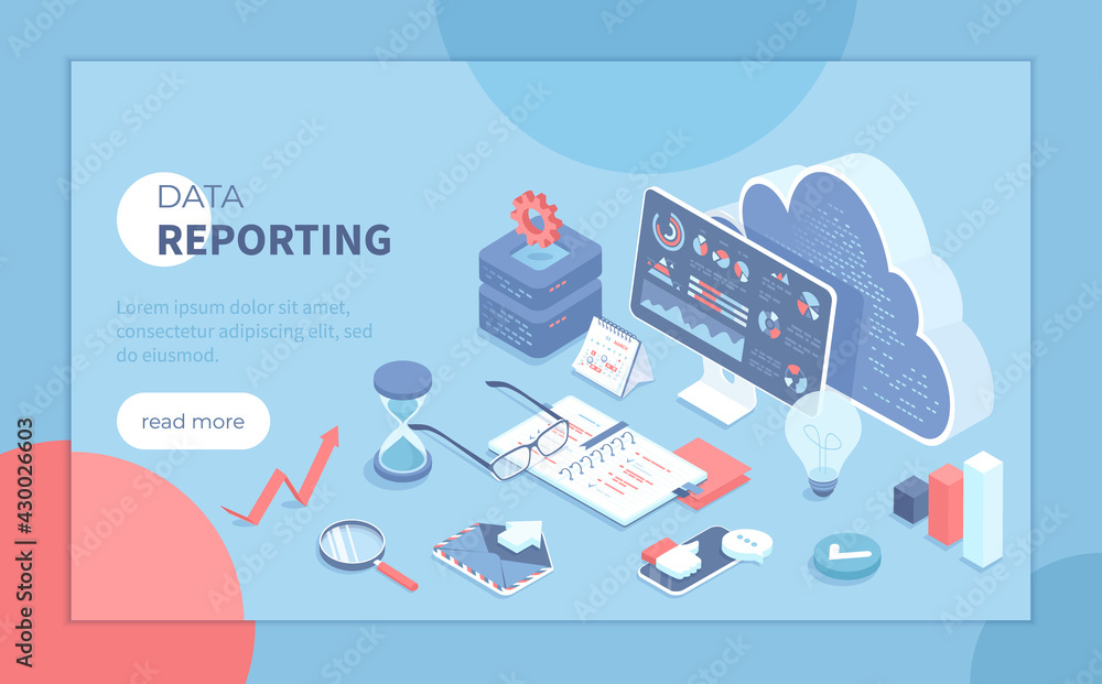 Poster data reporting, analysis, analytics, auditing. data monitoring and marketing. graphs and charts on t