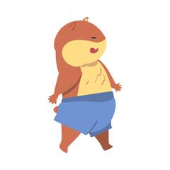 Cute Funny Hamster Wearing Shorts, Adorable Animal Character Cartoon Vector Illustration