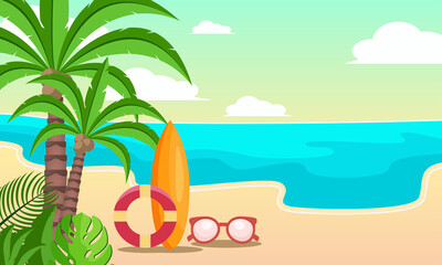 Fototapeta na wymiar Summer Beach Background Vector Illustration 