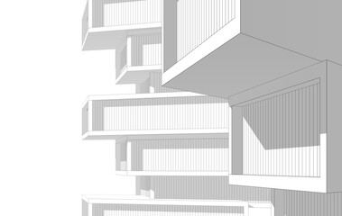 modern building architectural 3d illustration