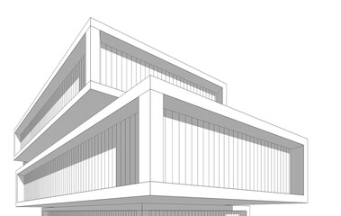 modern building architectural 3d illustration