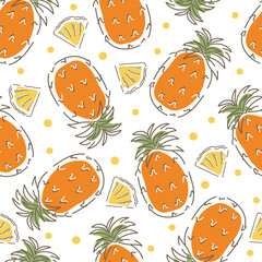 Seamless pattern with pineapples. Abstract fruits. Vector illustration.
