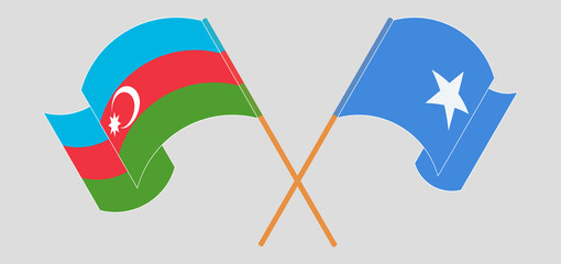 Crossed and waving flags of Somalia and Azerbaijan