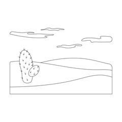 Fototapeta premium Landscape desert vector outline icon. Vector illustration desert sand on white background. Isolated outline illustration icon of sand landscape.
