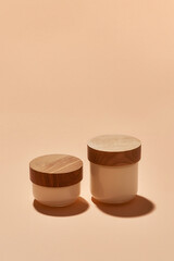 Organic cream cans with wooden caps