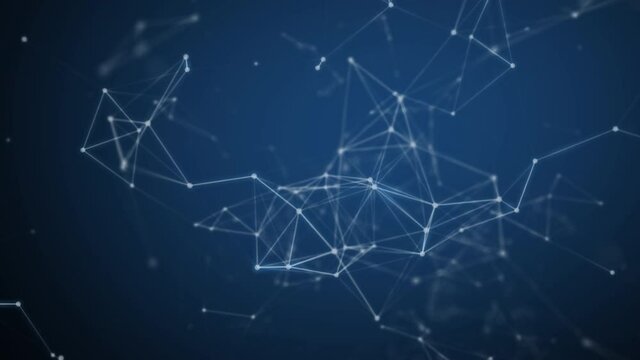 Abstract geometric motion of NETWORK data NODES blue lines with dots. Connection visualization 3D. BIG DATA EXCHANGE. Future technology. SEAMLESS LOOP. Network animation.