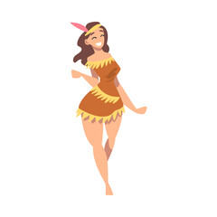 Happy Beautiful Hippie Woman Character, Girl Wearing Retro Style Clothing Happily Dancing at Disco Party Cartoon Vector Illustration