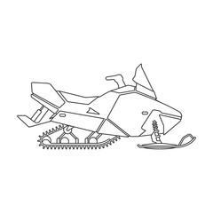 Snowmobile vector outline icon. Vector illustration motorcycle on white background. Isolated outline illustration icon of snowmobile .