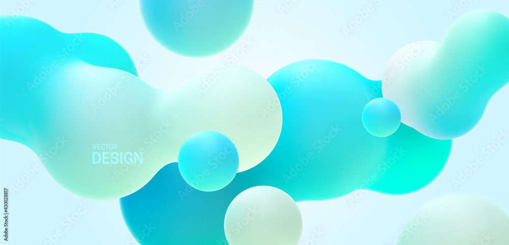 Poster gradient background with turquoise metaball shapes