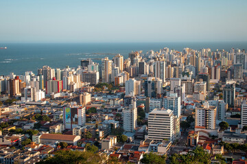 Aerial view of the city and buildings