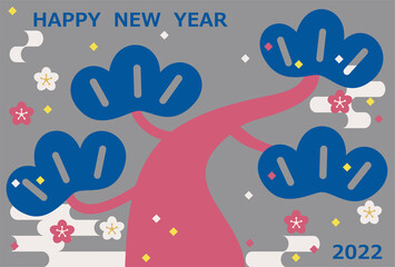 2022年　年賀状　赤松　イラスト　