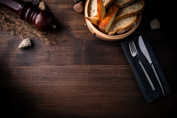 empty table set on wooden background