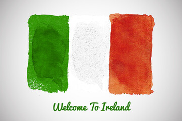 Naklejka premium National Flag Of Ireland In Watercolor Style
