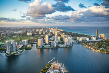 Fototapeta na wymiar Aerial view of Miami skyline from helicopter