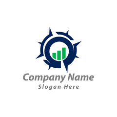 Company growth graphic logo design marked,compas financial logo icon vector.