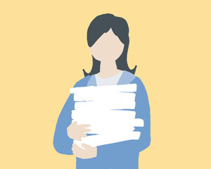 書類を抱えている女性　Woman holding documents