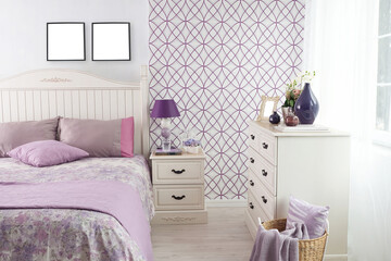 special design modern purple bedroom interior design concept