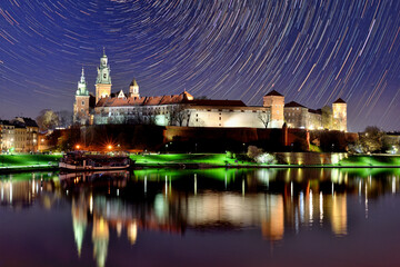 Wawel Castle at night.