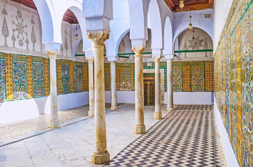 The corridor of the Barber's Mosque, Kairouan, Tunisia