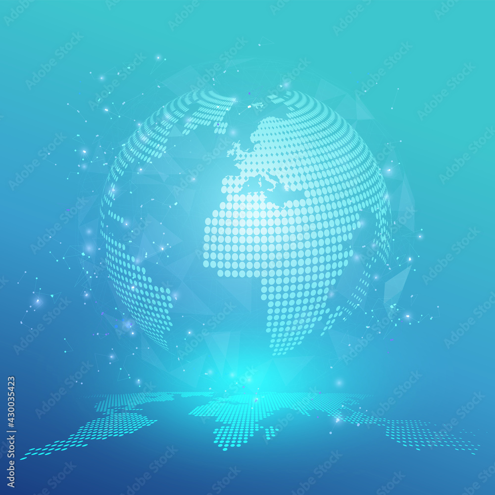 Poster global network connection. world map point and line composition concept of global business concept. 