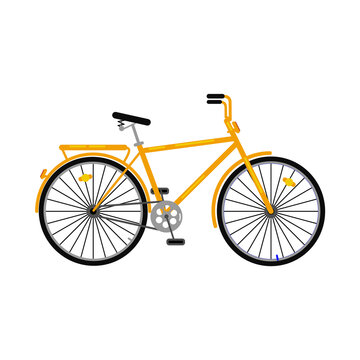 Bicycle. Vector image of a bicycle. Yellow bicycle on a white background.