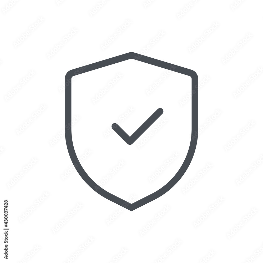 Poster shield and check mark icon vector logo template. symbol for web site computer and mobile. stock vect