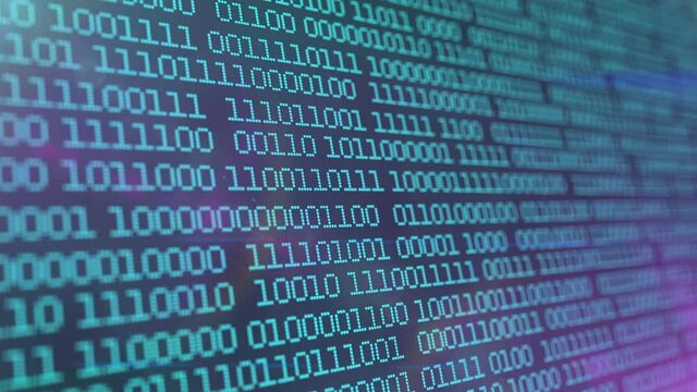 Concept representation of binary code. Binary digits 1 and 0 in different configurations on dark background. A footage of binary code.
