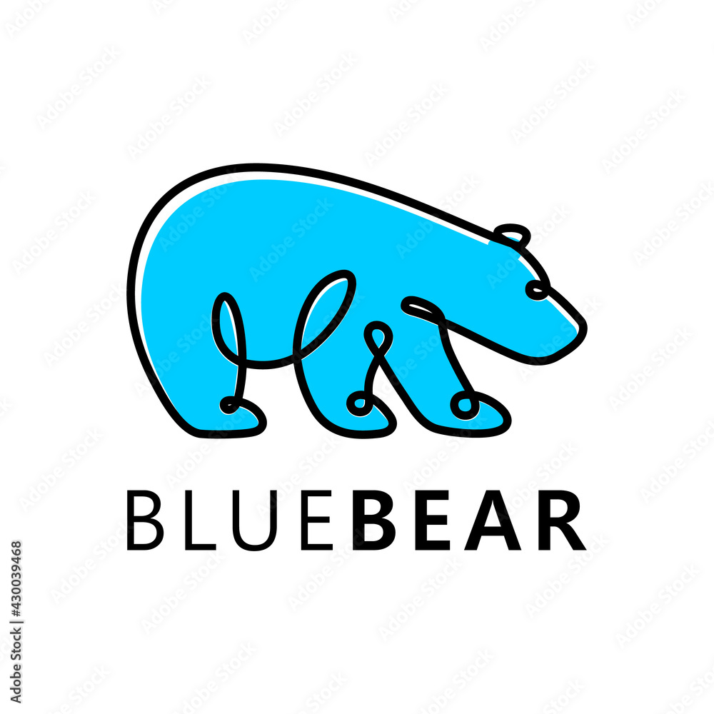 Wall mural blue bear logo line art style