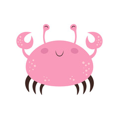 vector illustration with cute cartoon crab isolated on white