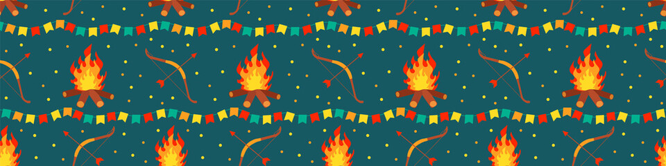 Seamless pattern Lag Baomer- festive day 33 from Passover to Shavuot on the Jewish calendar