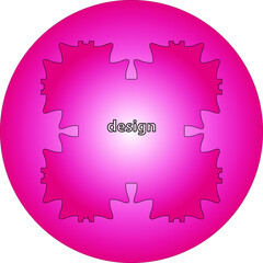 Colorful pink ball with pattern. 